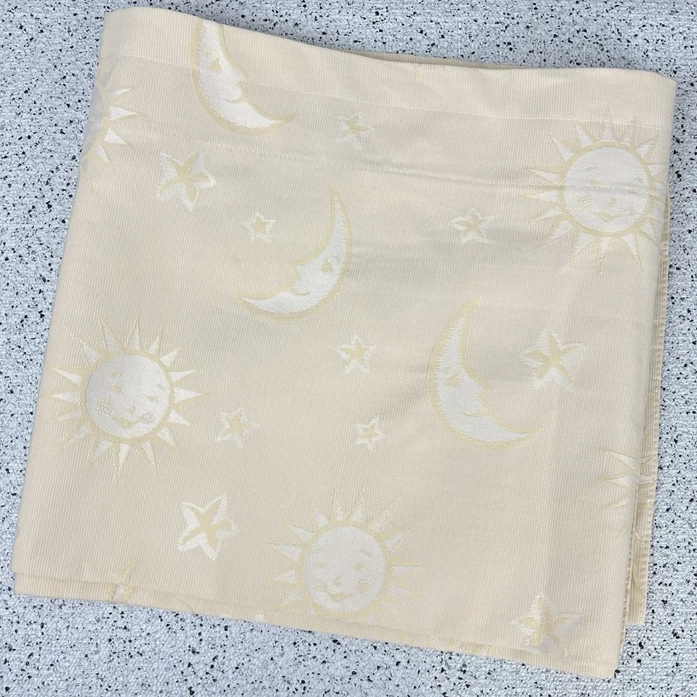 Vintage Kids Line Celestial Sun Moon Window Valance‎ Curtain Yellow Jacquard
